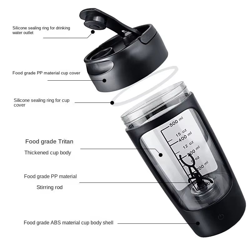 650Ml USB Electric Portable Protein Powder Shaker Bottle Whey Shake Cup Whey Protein Mixing Cup for Gym Fitness Sport with Scale