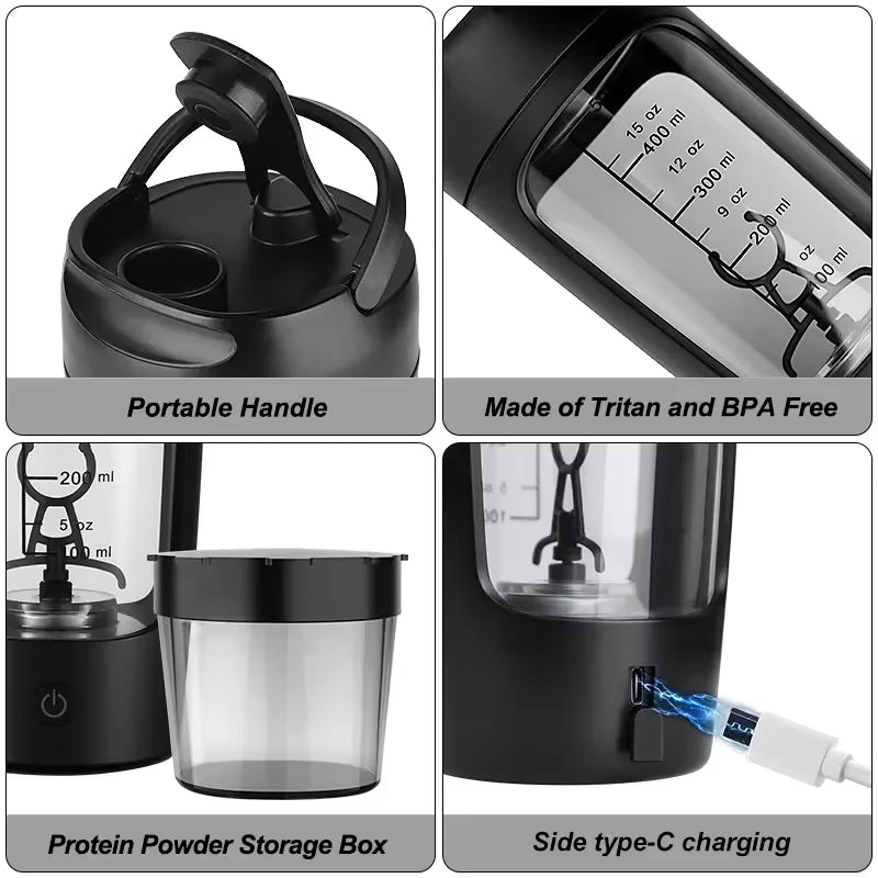 650Ml USB Electric Portable Protein Powder Shaker Bottle Whey Shake Cup Whey Protein Mixing Cup for Gym Fitness Sport with Scale